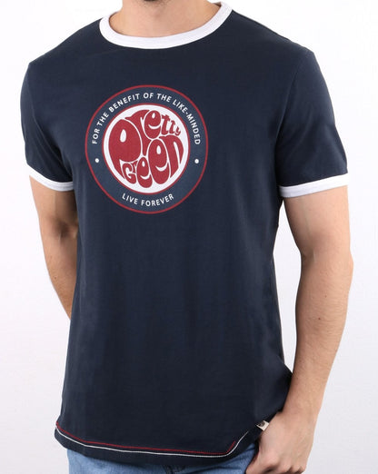 Pretty Green – Likeminded – T-Shirt mit Logo in Marineblau