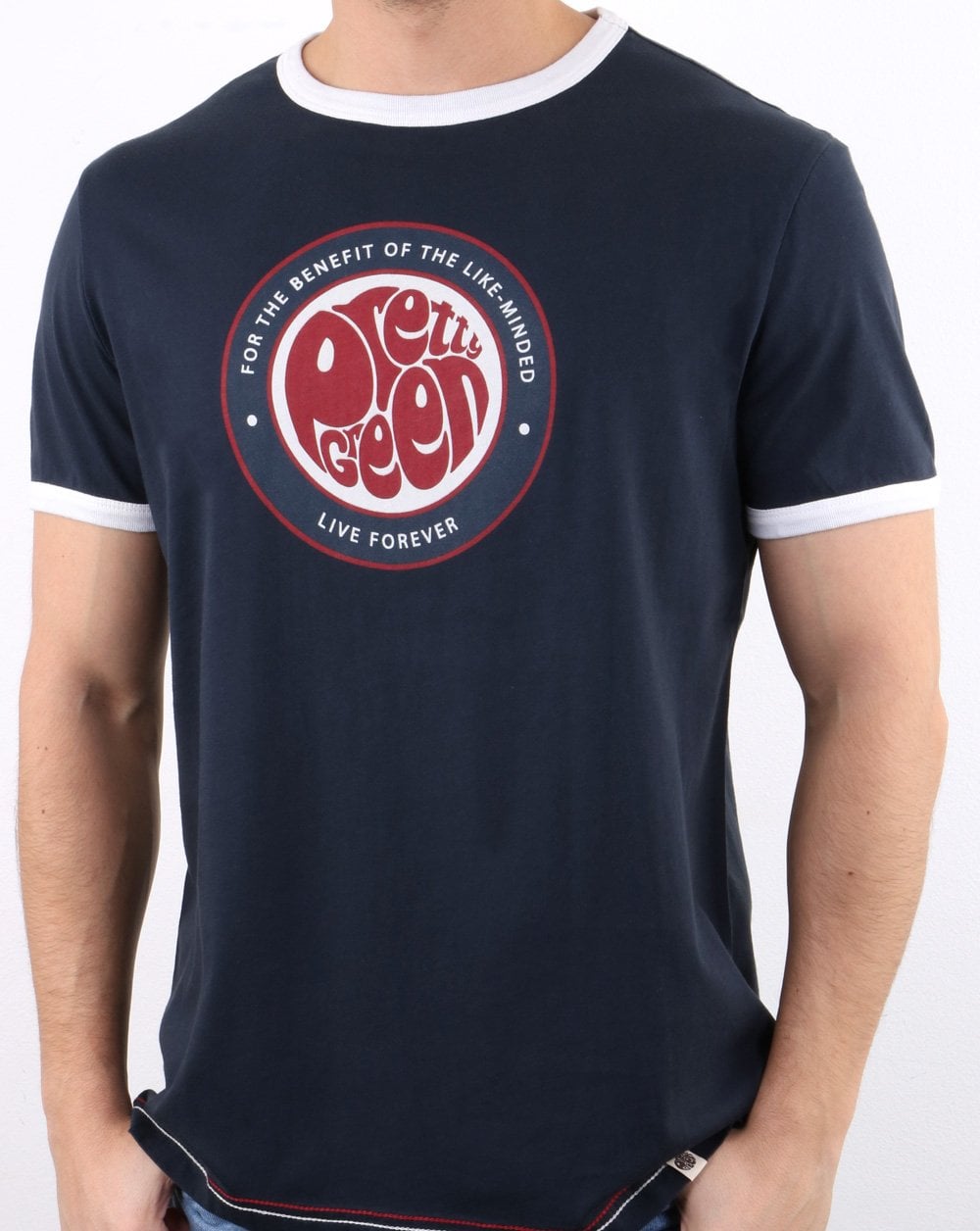 Pretty Green – Likeminded – T-Shirt mit Logo in Marineblau