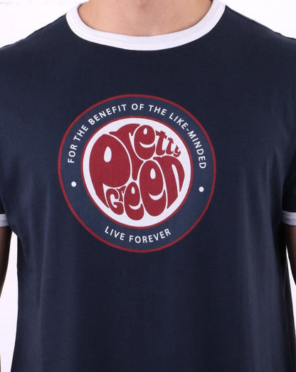 Pretty Green – Likeminded – T-Shirt mit Logo in Marineblau