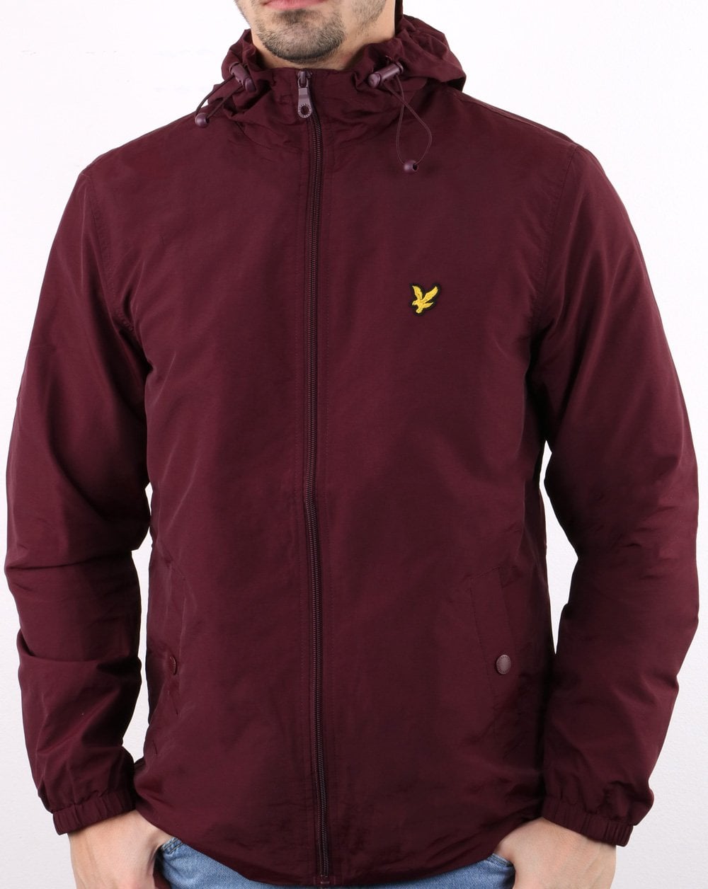 Lyle And Scott – Durchgehende Kapuzenjacke mit Reißverschluss in Burgunderrot