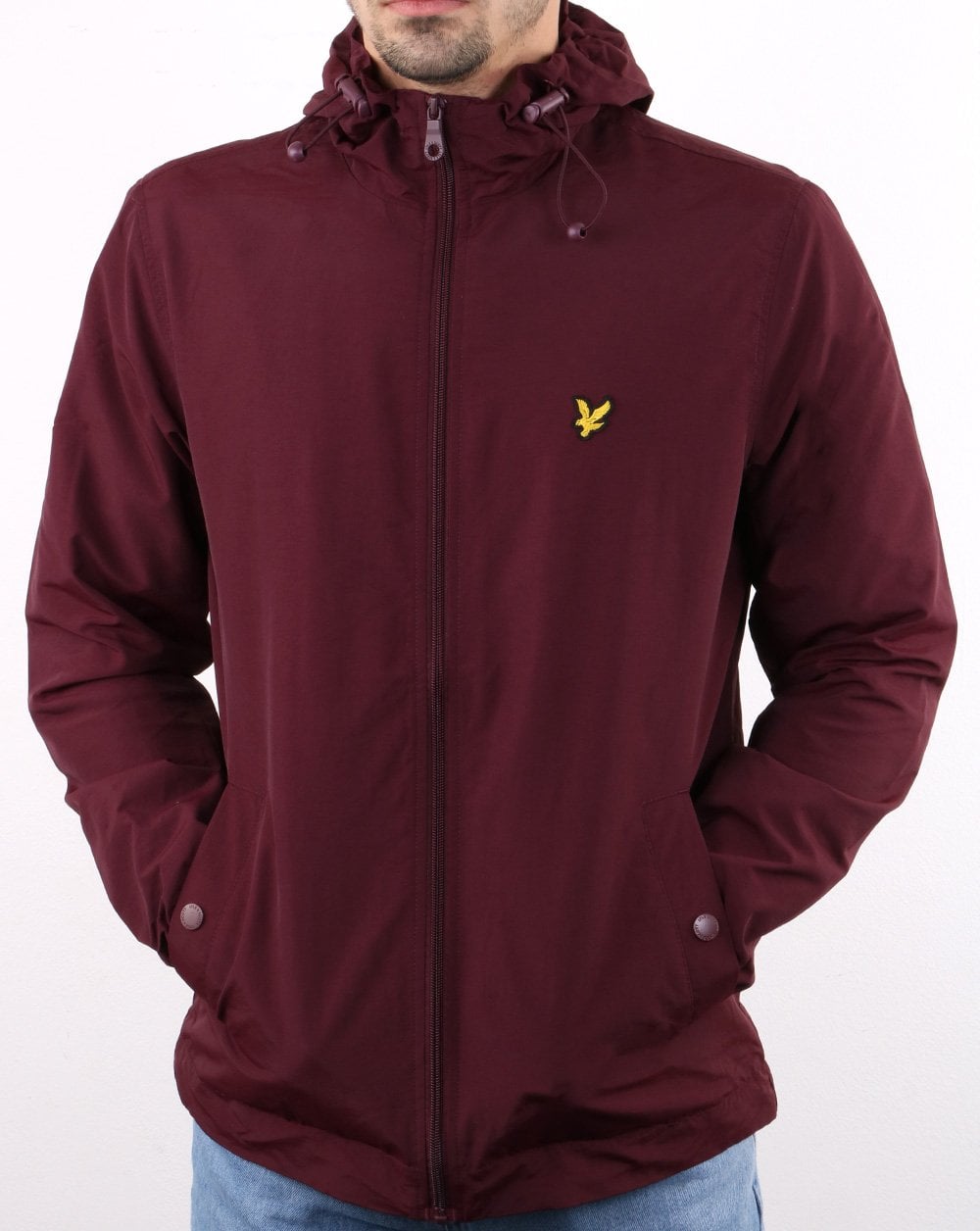 Lyle And Scott – Durchgehende Kapuzenjacke mit Reißverschluss in Burgunderrot