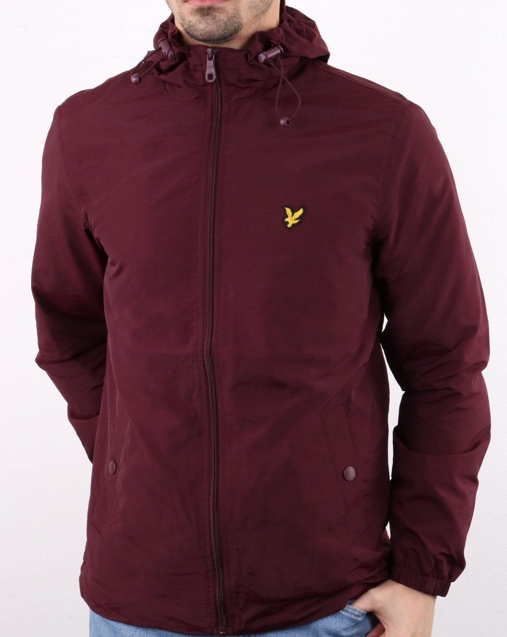 Lyle And Scott Zip Through Hooded Jacket Burgundy