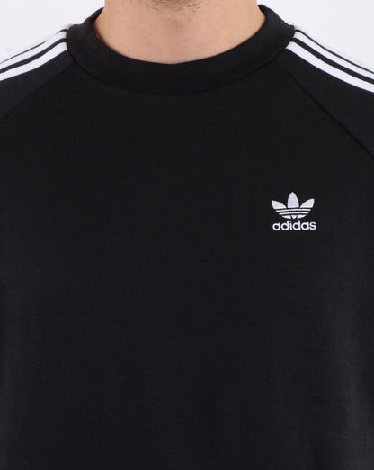 Adidas Originals – Schwarzes Sweatshirt mit 3 Streifen und Rundhalsausschnitt