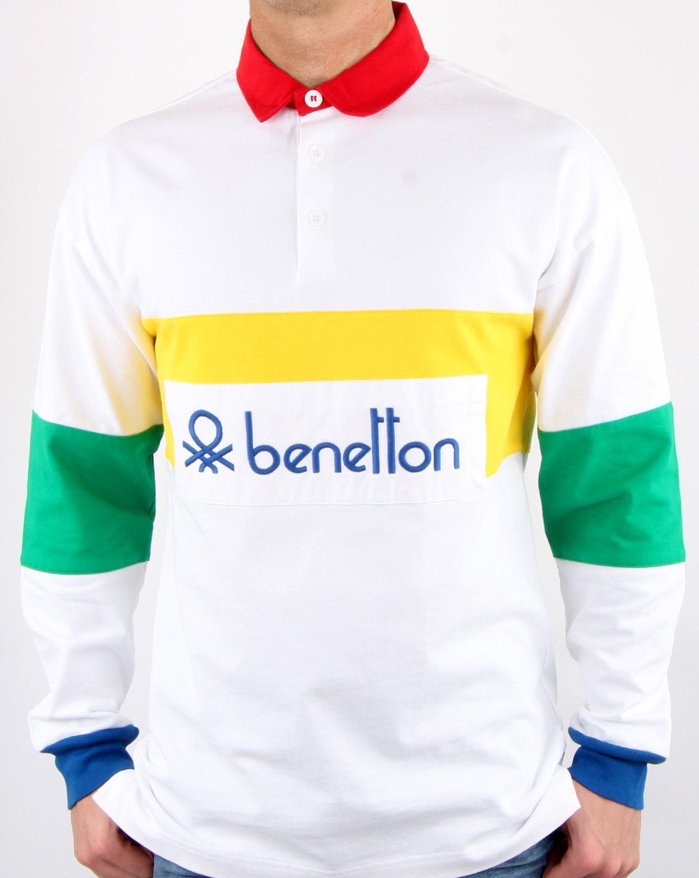 Benetton Rugby-Shirt Weiß/Mehrfarbig