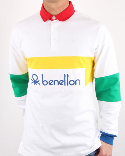 Benetton Rugby-Shirt Weiß/Mehrfarbig