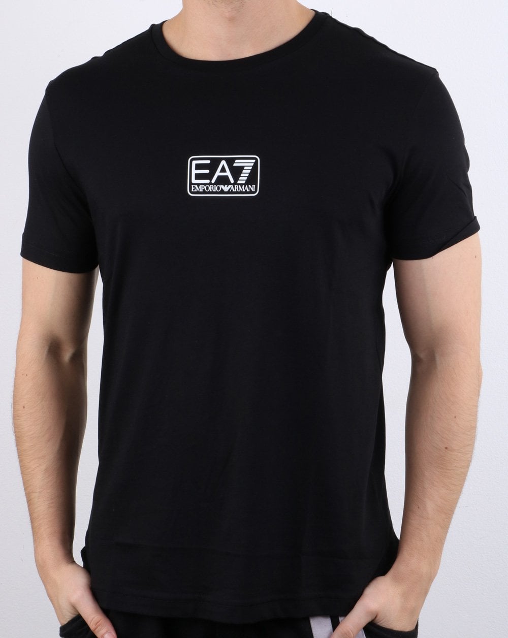 Emporio Armani – EA7 – Schwarzes T-Shirt mit Box-Logo