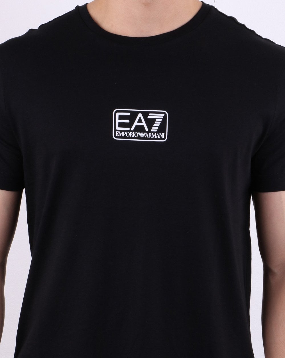 Emporio Armani – EA7 – Schwarzes T-Shirt mit Box-Logo