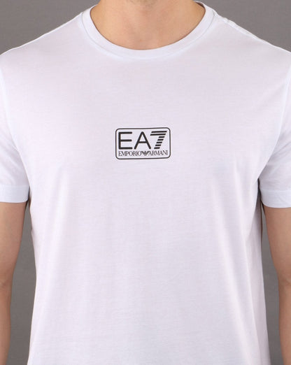Emporio Armani – EA7 – Weißes T-Shirt mit Box-Logo