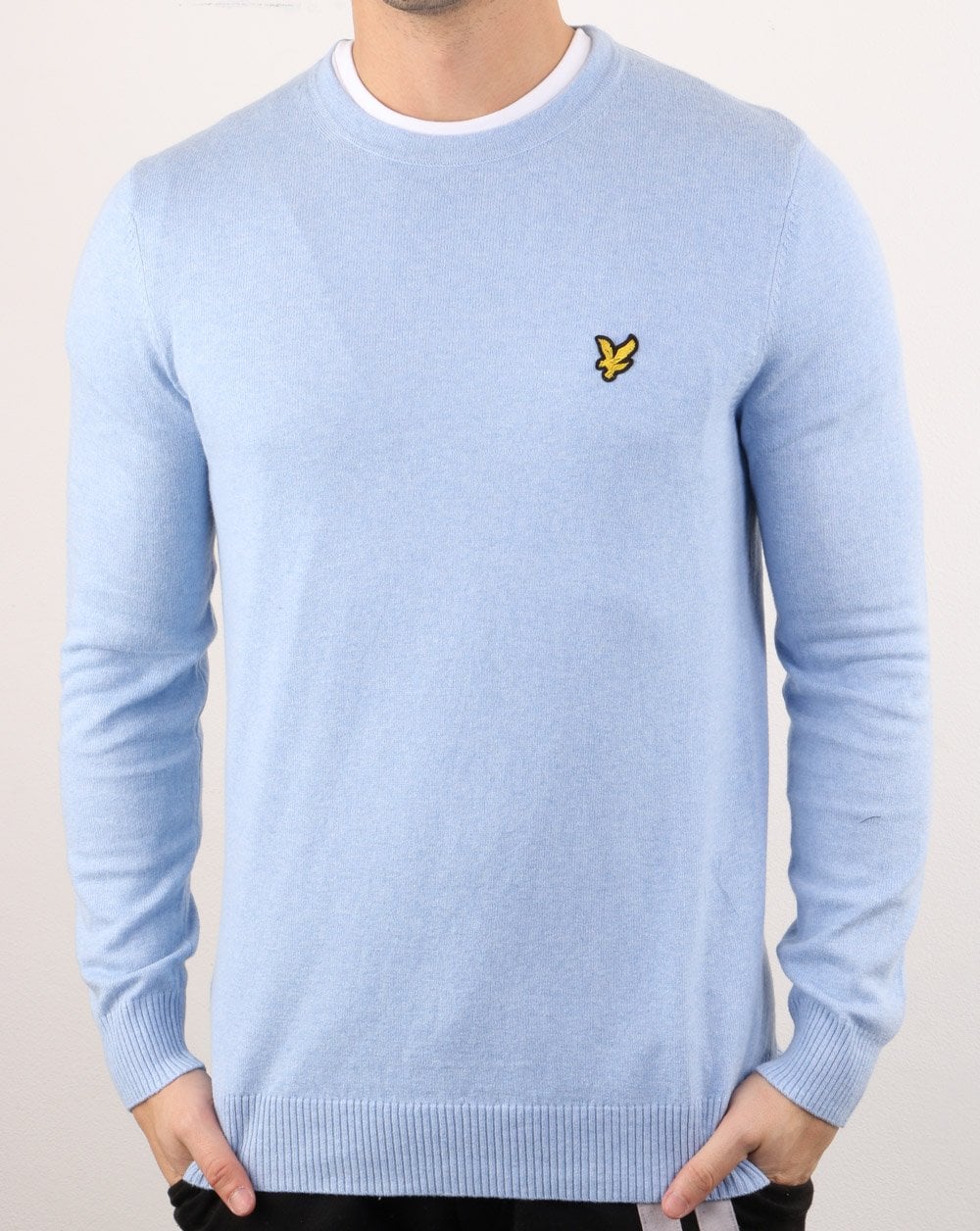 Lyle And Scott Cotton Merino Crew Jumper Pool Blue