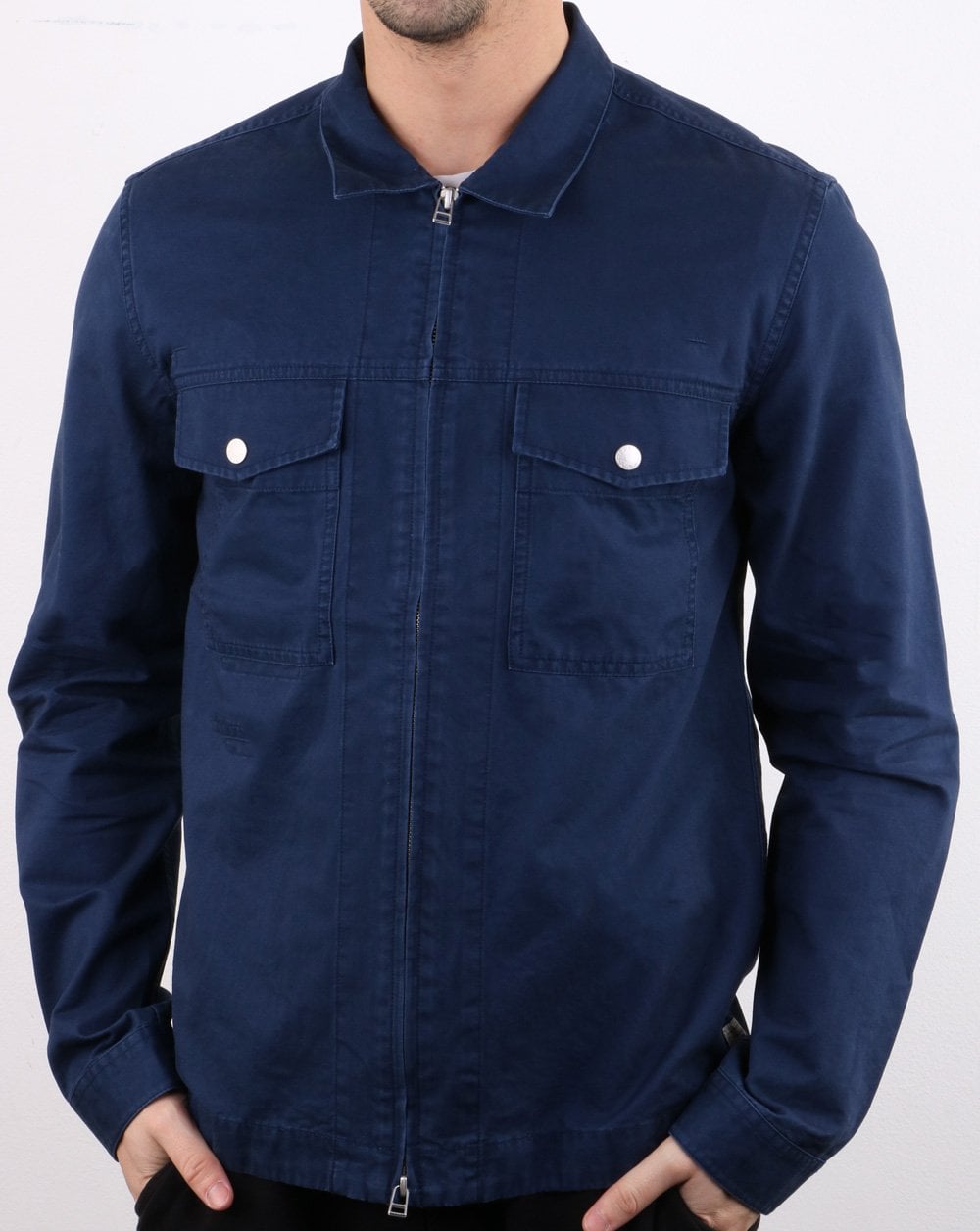 Pretty Green Section Overshirt mit Reißverschluss vorne, Marineblau