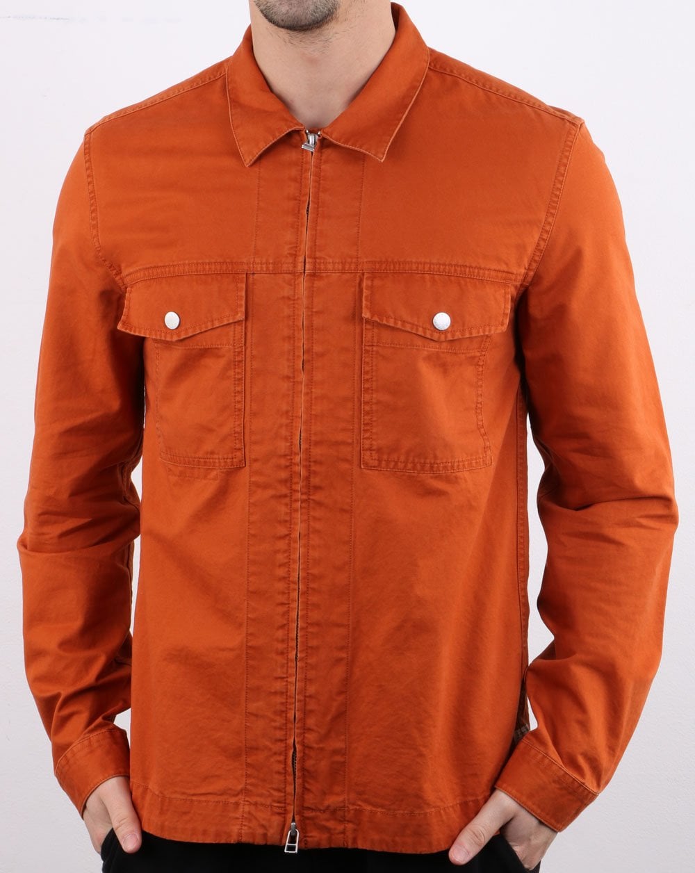 Pretty Green Section Überhemd mit Reißverschluss vorne, Orange