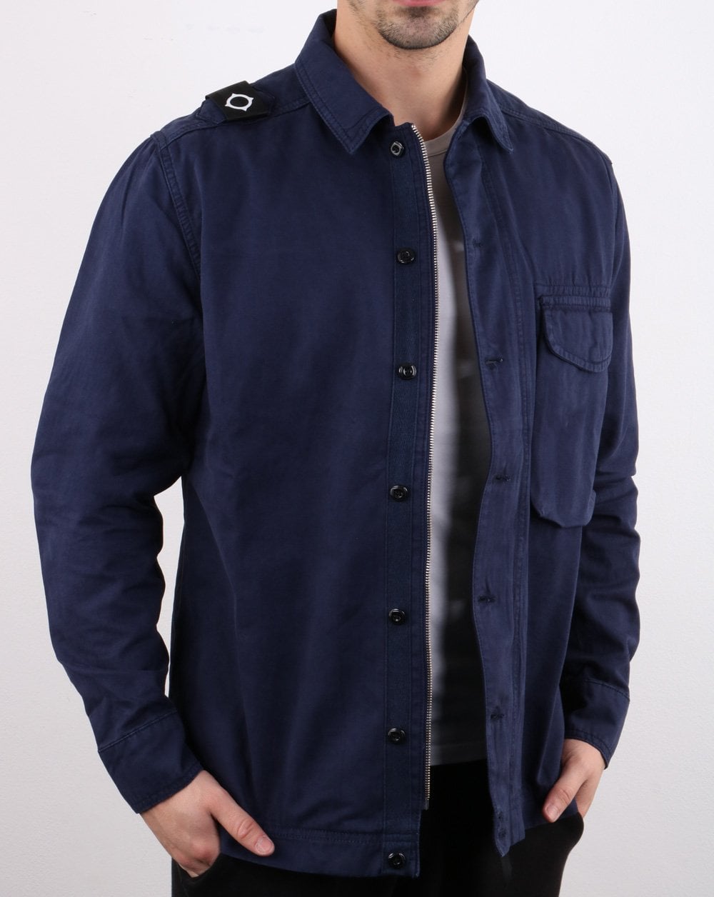 Ma.strum Garment Dyed Overshirt Navy