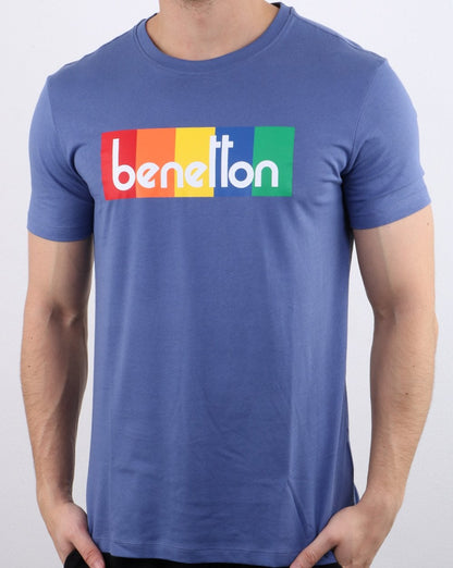 Benetton Box Logo T-Shirt Blau