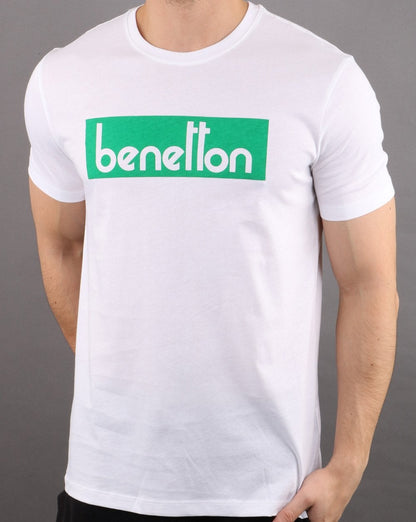 Benetton Box Logo T-Shirt Weiß/Grün