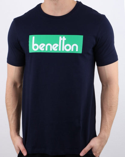 Benetton Box Logo T-Shirt Marineblau
