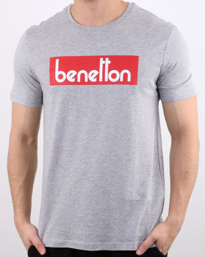 Benetton Box Logo T-Shirt Grau