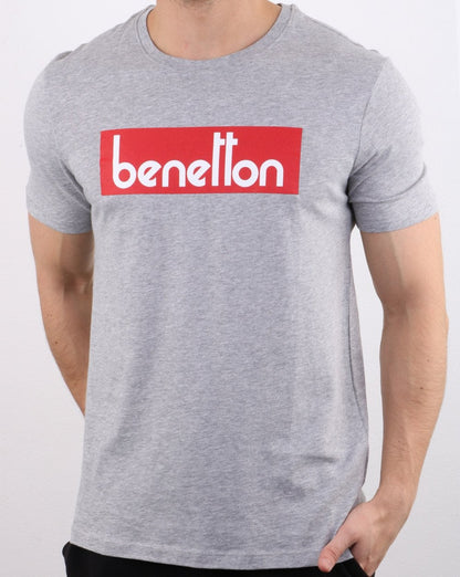 Benetton Box Logo T-Shirt Grau