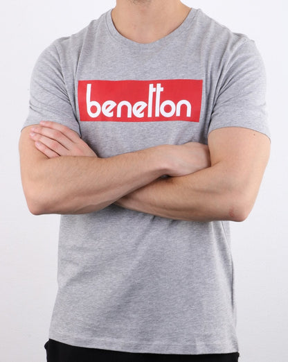 Benetton Box Logo T-Shirt Grau