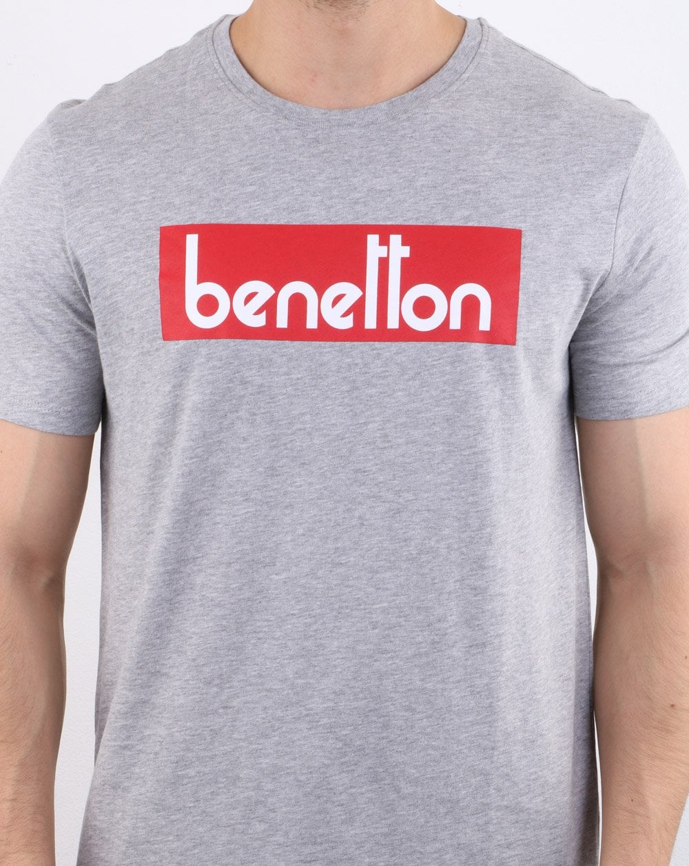 Benetton Box Logo T-Shirt Grau