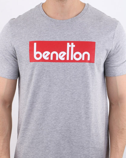 Benetton Box Logo T-Shirt Grau