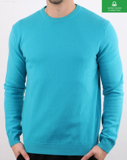 Benetton – Pullover aus Merinowolle, Blaugrün