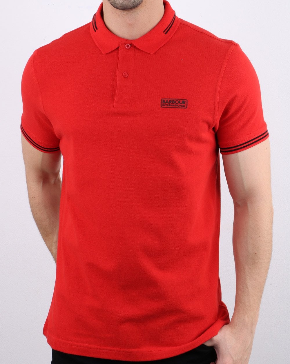 Barbour International Poloshirt mit Streifen in Rot