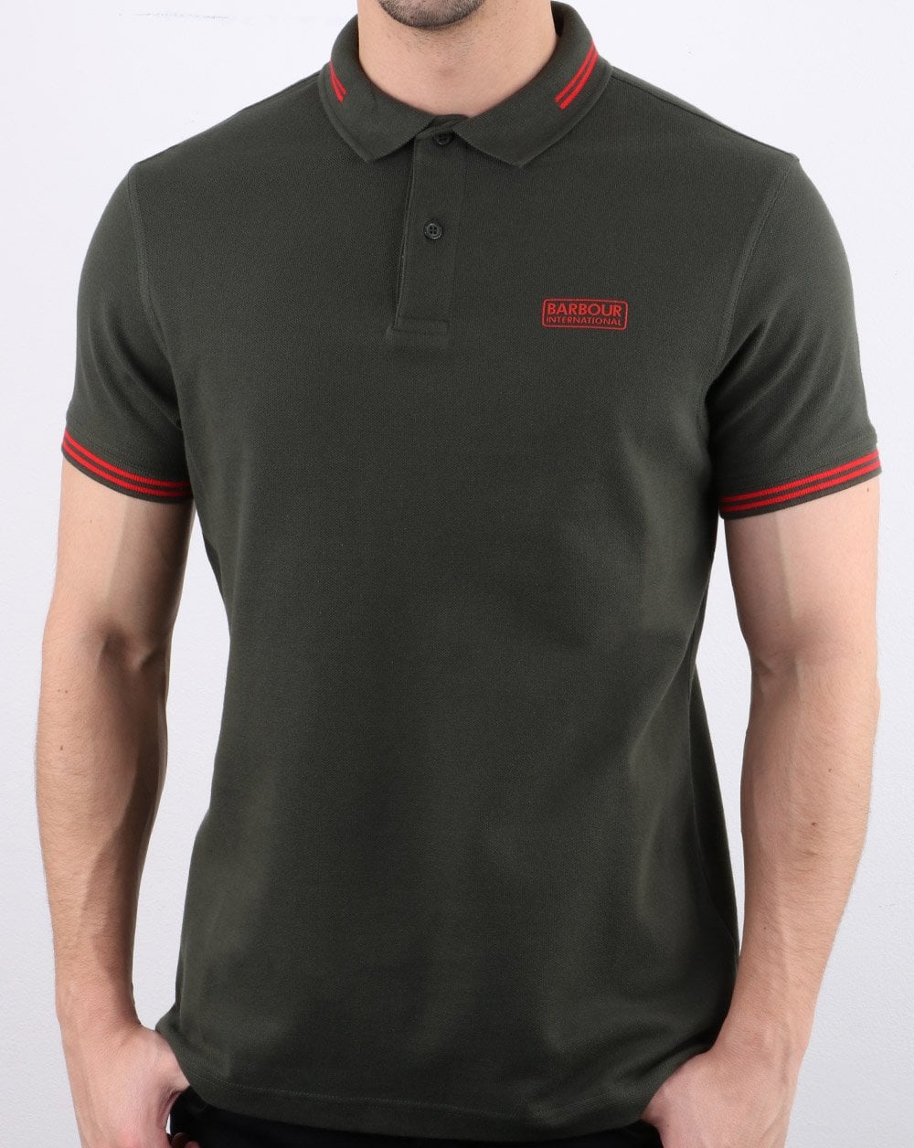 Barbour International Poloshirt mit Streifen in Dschungelgrün