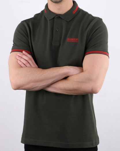 Barbour International Poloshirt mit Streifen in Dschungelgrün