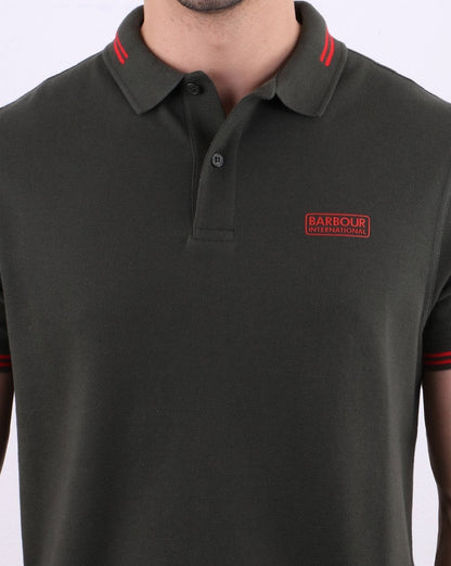 Barbour International Poloshirt mit Streifen in Dschungelgrün