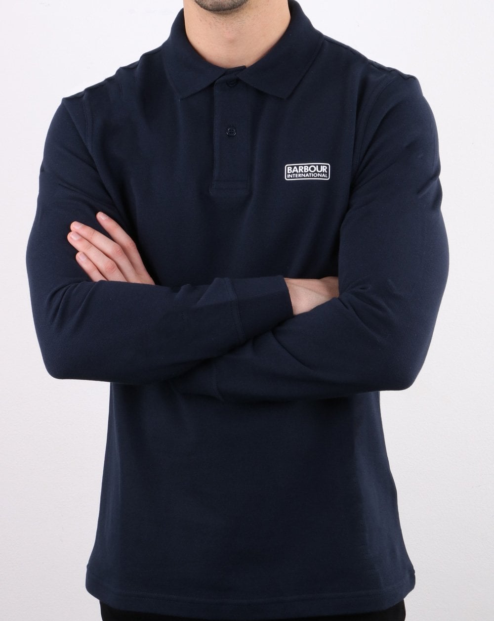Barbour International Langarm-Poloshirt in Marineblau
