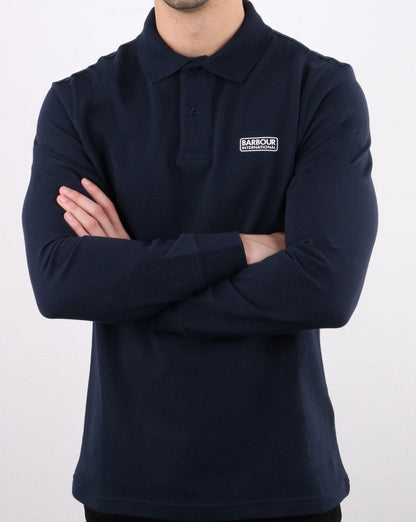 Barbour International Langarm-Poloshirt in Marineblau