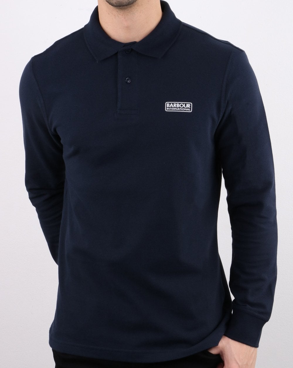 Barbour International Langarm-Poloshirt in Marineblau