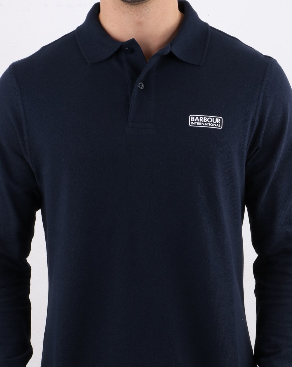 Barbour International Langarm-Poloshirt in Marineblau