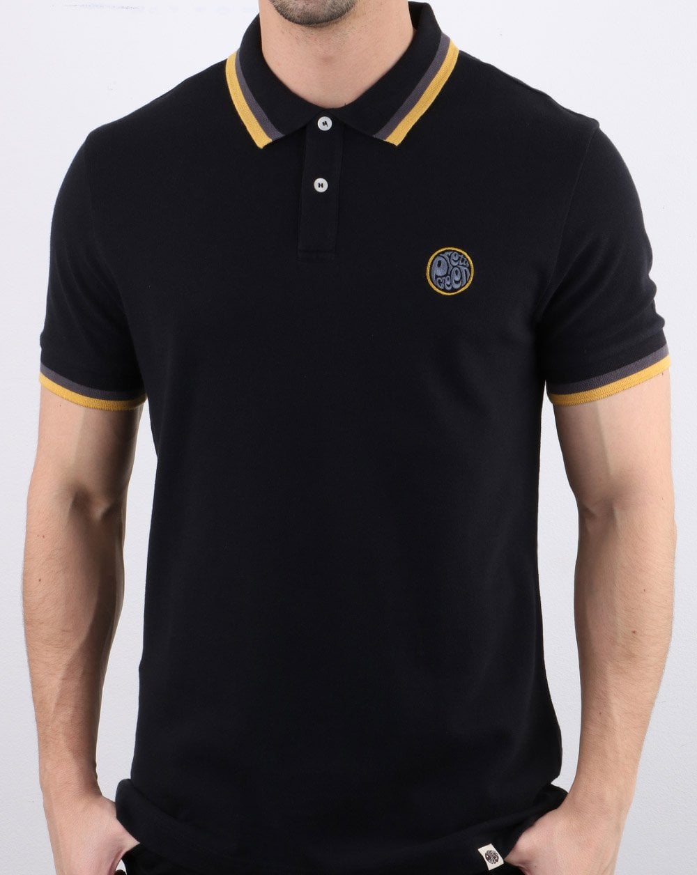 Pretty Green Curving Polo Schwarz