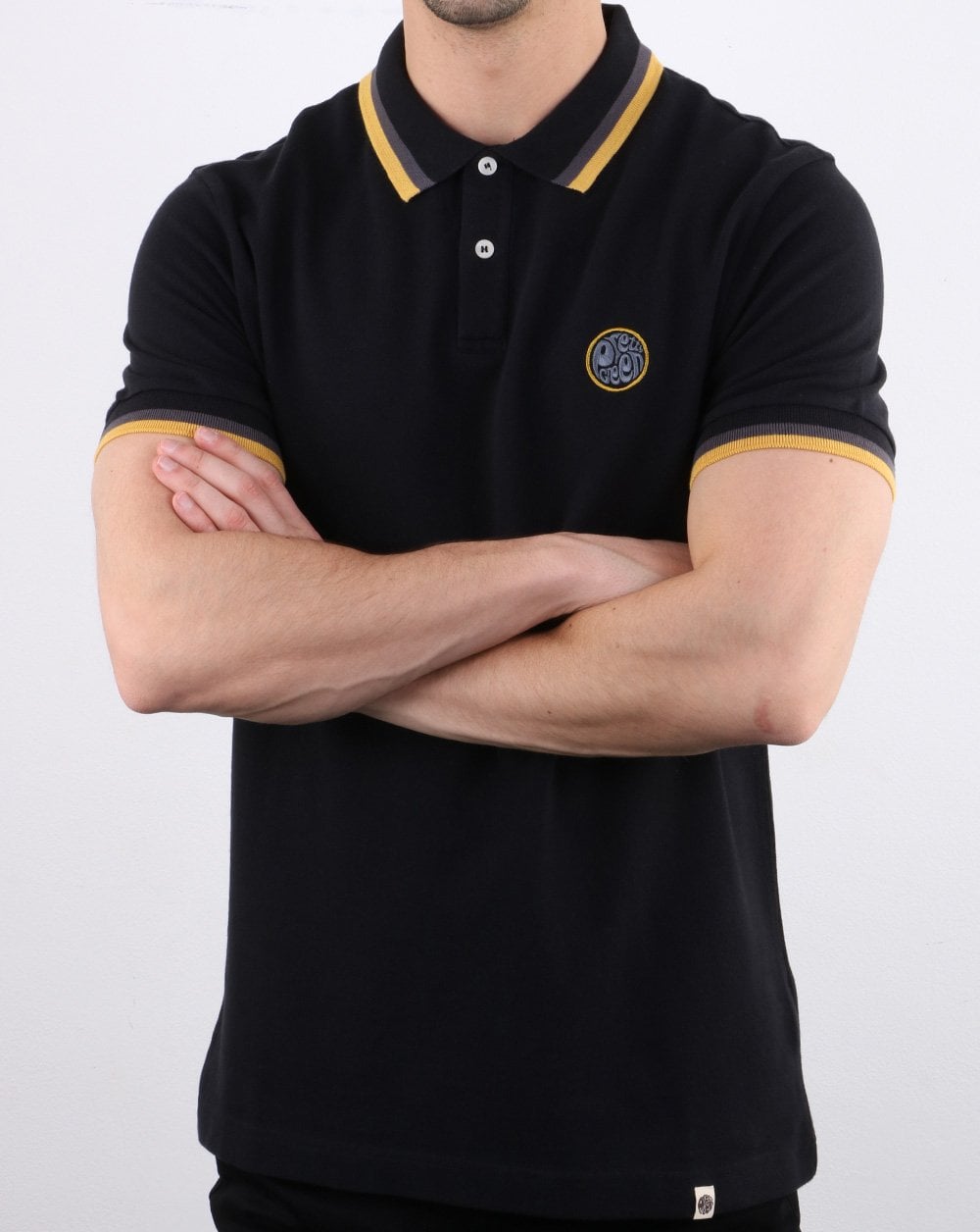 Pretty Green Curving Polo Schwarz
