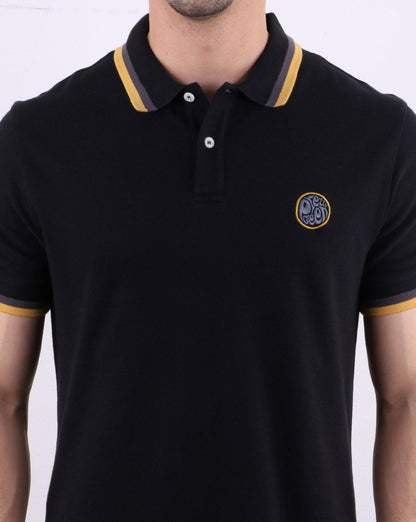 Pretty Green Curving Polo Schwarz