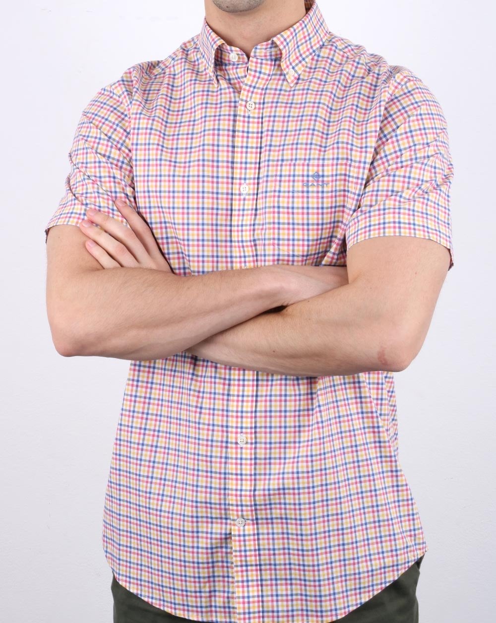 Gant Gingham Short Sleeved Shirt Rose