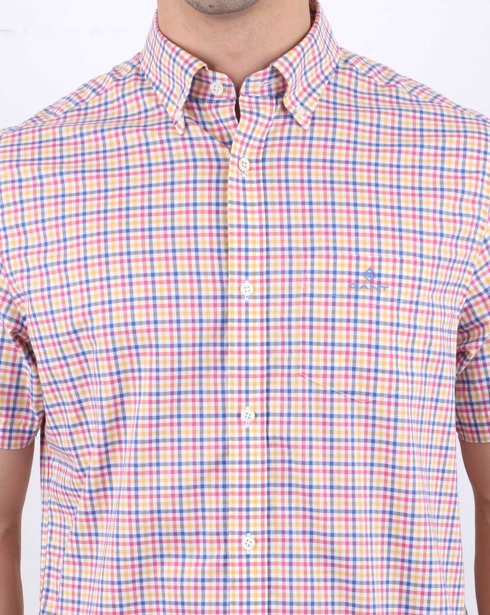 Gant – Kurzärmliges Hemd mit Vichy-Karomuster in Rosé