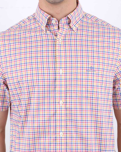 Gant – Kurzärmliges Hemd mit Vichy-Karomuster in Rosé