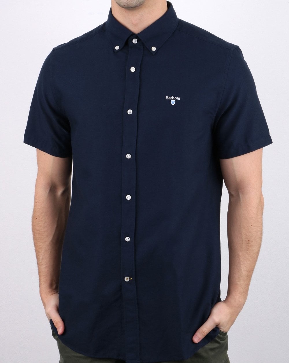 Barbour Oxford Kurzarmhemd Marineblau