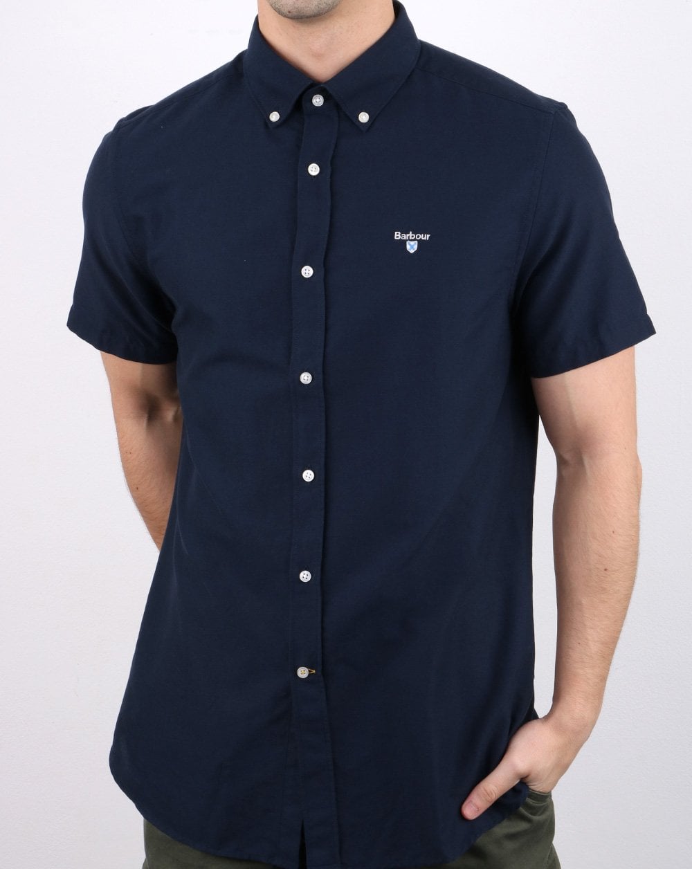 Barbour Oxford Kurzarmhemd Marineblau