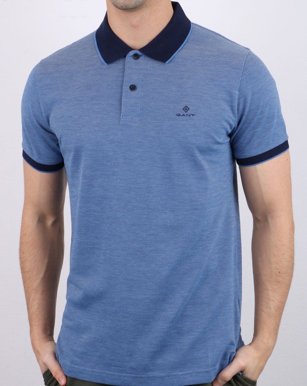 Gant Oxford Pique Rugger Polo Shirt Pacific Blue