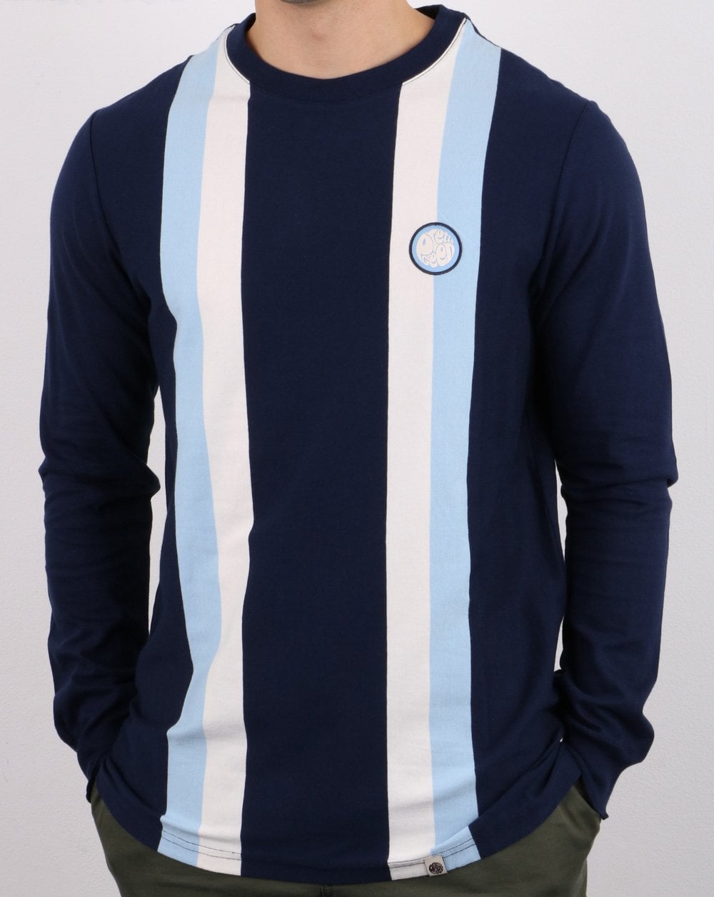 Pretty Green Workshop Langarm-T-Shirt Marineblau