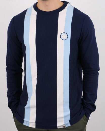 Pretty Green Workshop Langarm-T-Shirt Marineblau