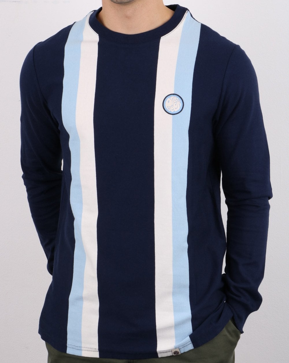Pretty Green Workshop Langarm-T-Shirt Marineblau