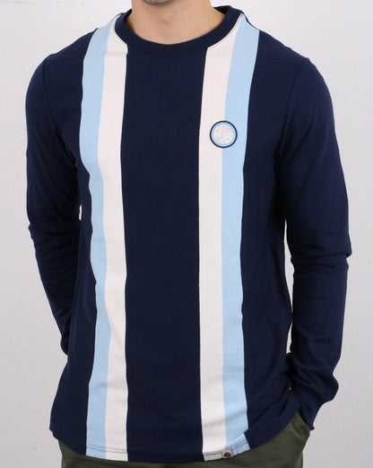 Pretty Green Workshop Langarm-T-Shirt Marineblau