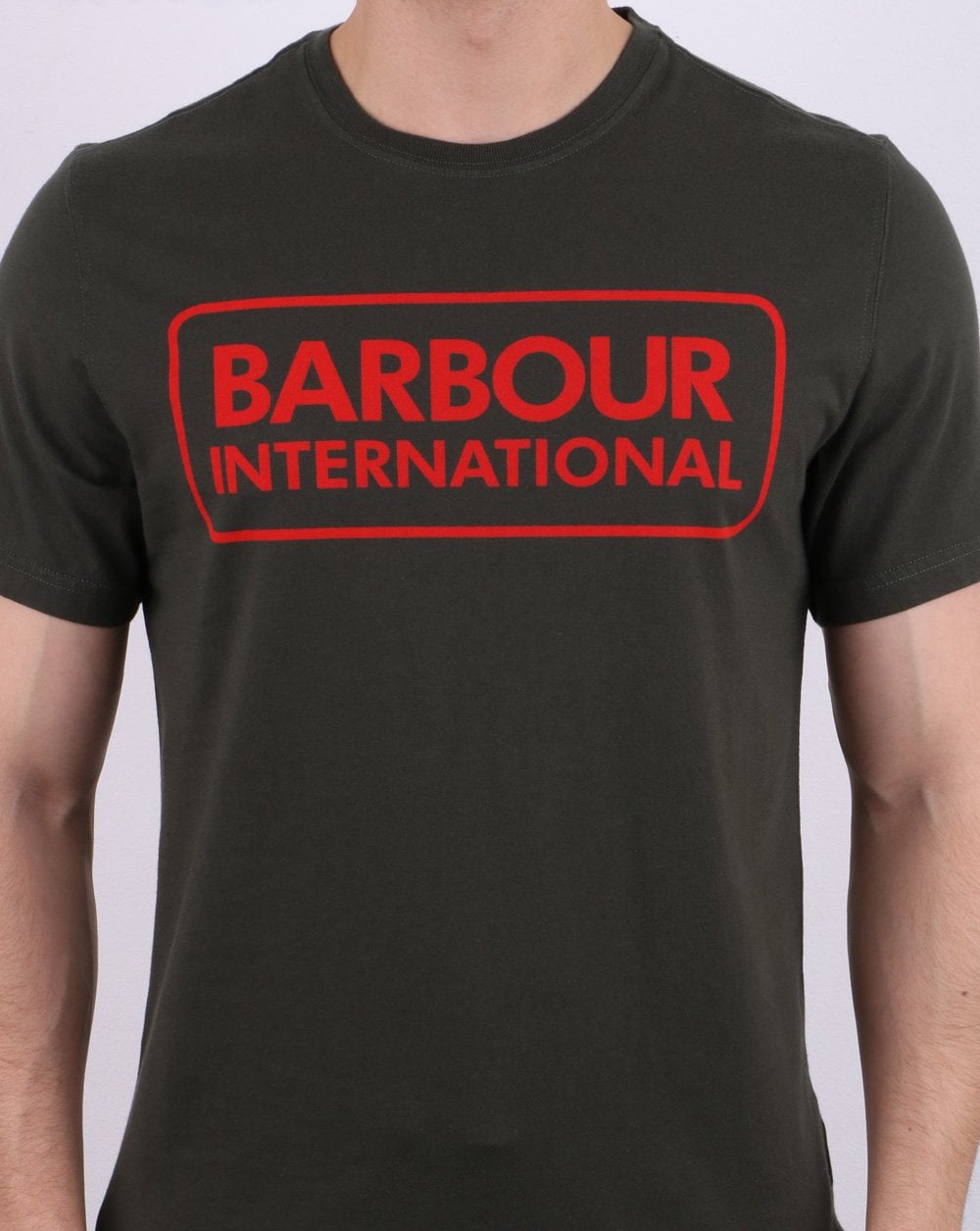 Barbour International – T-Shirt mit Blocklogo in Armeegrün