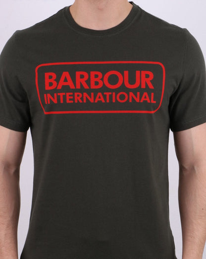 Barbour International – T-Shirt mit Blocklogo in Armeegrün