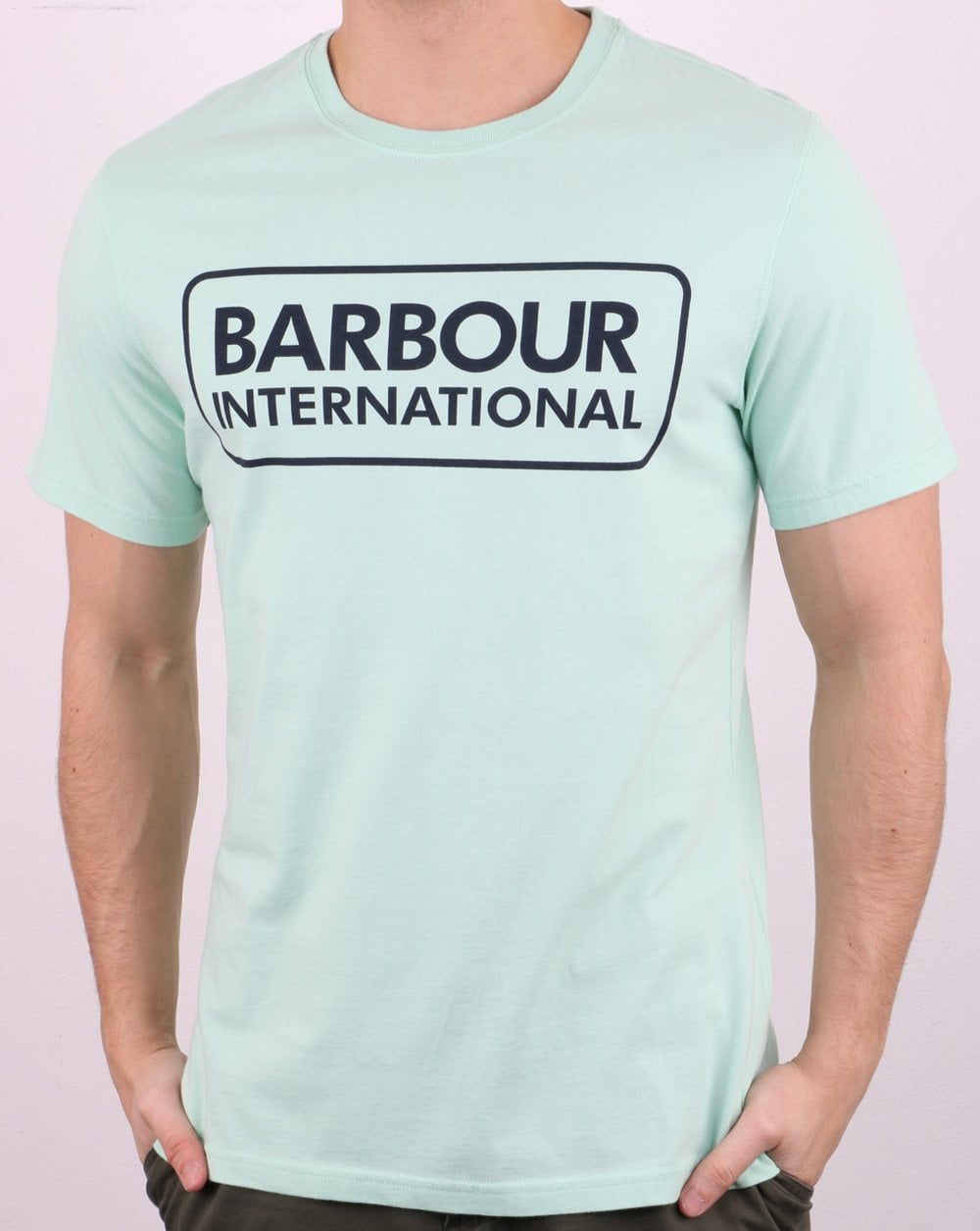 Barbour International – T-Shirt mit Blocklogo in Mintgrün