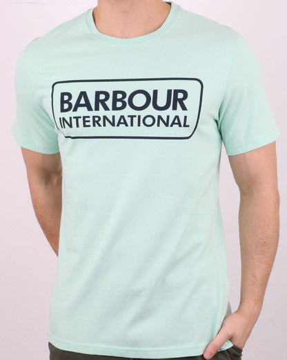 Barbour International – T-Shirt mit Blocklogo in Mintgrün